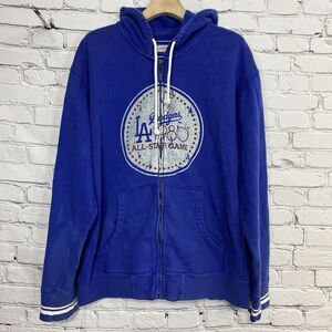 LA Dodgers Mitchell Ness Distressed Full Zip Hoodie Size 3XL 1980 All Star Game‎